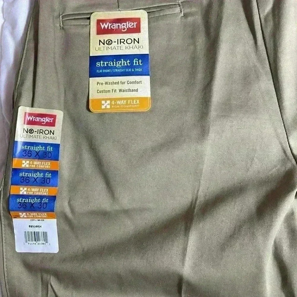 Wrangler NWOT Men’s No Iron Ultimate Khaki Straight Fit Pants Size 36X30 - Picture 7 of 9